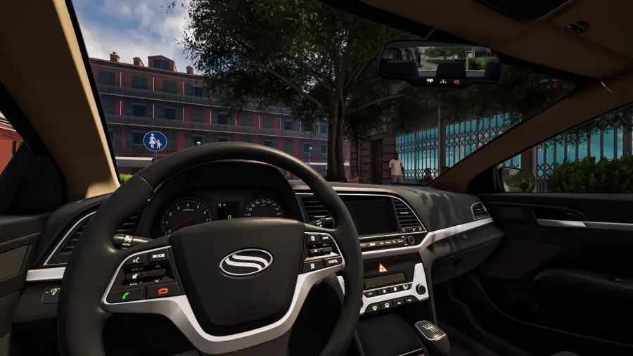 《City Car Driving 2.0》车辆在城市道路中行驶的模拟画面