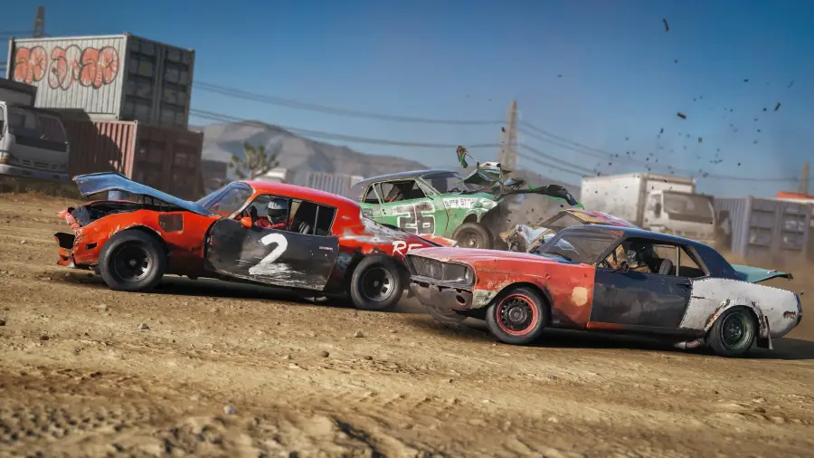 《Wreckfest 2》车辆碰撞与赛道画面的官方 Steam 截图