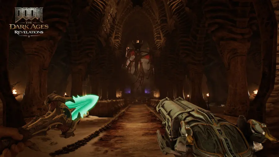 《DOOM: The Dark Ages》Revelations DLC 官方截图,展示黑暗教堂场景