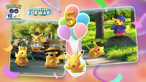 《Pokémon GO》特别周年皮卡丘庆典活动宣传图