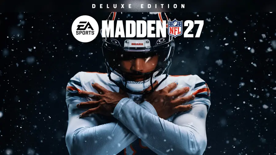 Madden NFL 27 官方发售宣传图,封面运动员身着芝加哥熊队球衣