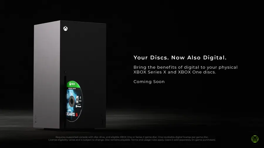 Xbox 实体盘领取数字权益功能官方示意图