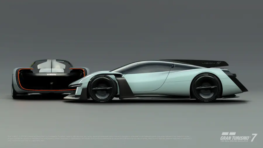 小米 Vision Gran Turismo 的侧面轮廓与环形尾部设计